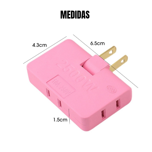 Adaptador Enchufe Triple Giratorio 180° Multienchufe