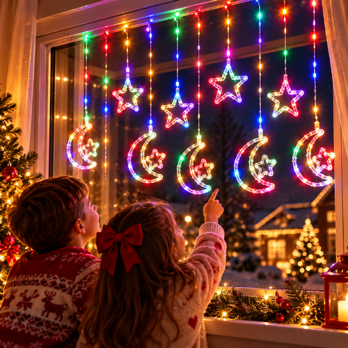 Cortina de luces navideñas