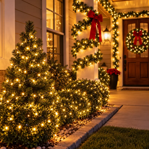 Luces navideñas con panel solar