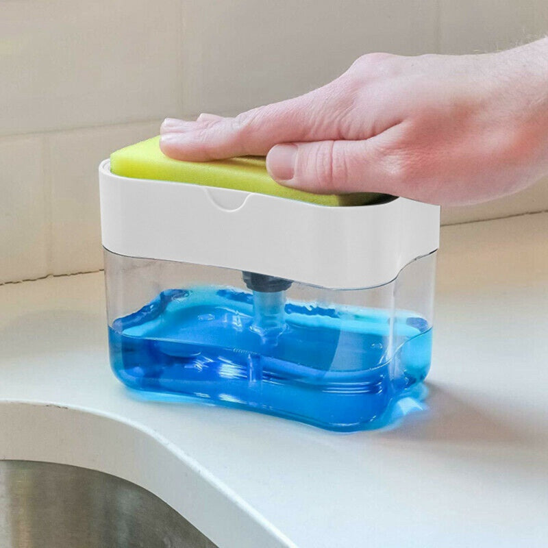 DISPENSADOR DE JABÓN Y SOPORTE DE ESPONJA