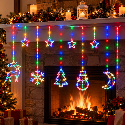 Cortina de luces navideñas