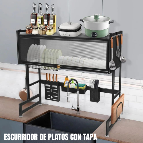 Escurridor de platos con tapas